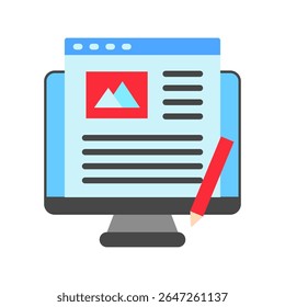 Blog Post mini ilustração ícone de cor plana, uso para jornalista, radiodifusão, notícias e mídia UI, kit UX, aplicativo e desenvolvimento web, digital ou impresso.