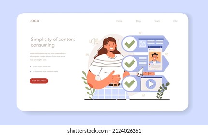Blog promotion guidance. How to attract the audience to your blog. Simplicity of content consuming. Digital advertising, social media marketing. Flat vector illustration