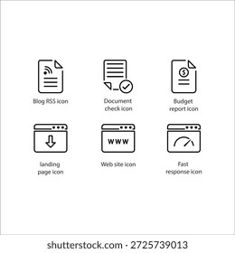 Blog RSS, Verificação de documentos, Relatório de orçamento, página inicial, site, Resposta rápida, ícone