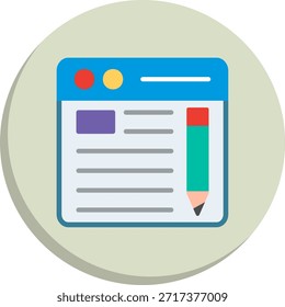 Blog Sheet Flat Circle Style Icon