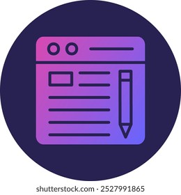 Blog Sheet Glyph Circle Gradient Icon