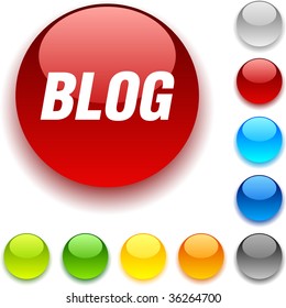 Blog shiny button. Vector illustration.