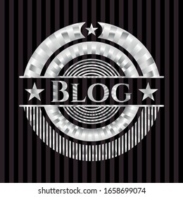 Blog silver emblem or badge. Vector Illustration. Mosaic.