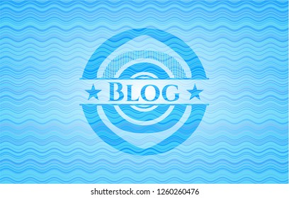 Blog sky blue water wave style badge.