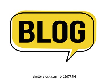 Blog speech bubble on white background, vector illustration