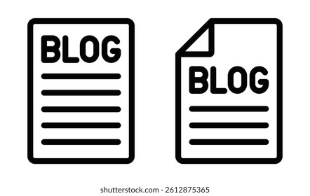 Blog text documents in line style. Editable stroke.