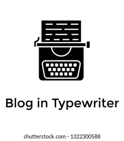 Blog in typewriter solid icon design 