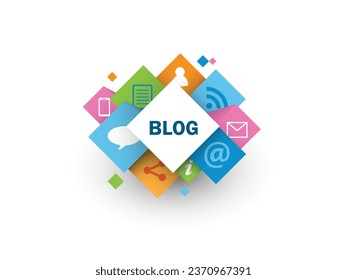 BLOG vector business concept with symbols on colorful cubes
