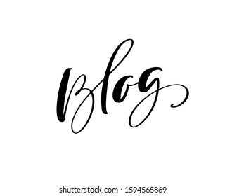 Blog vector calligraphy text. Concept for social media, mobile apps. Blogging sign, design template, modern trend design illustration.