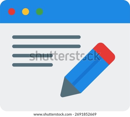 Blog vector design for online content creation and digital publishing concept, article and website illustration. Flat Icon