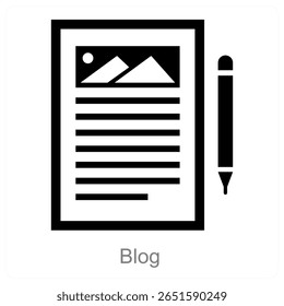 Design de conceito de ícone de vetor de blog