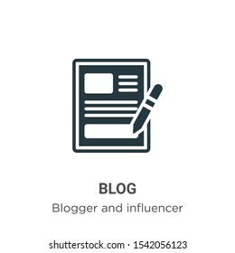 Blog vector icon on white background. Flat vector blog icon symbol sign from modern blogger and influencer collection for mobile concept and web apps design.