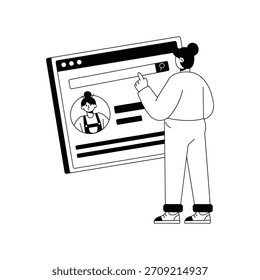 Blog vector illustration Black and white style. 