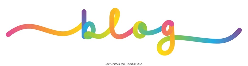 BLOG vector monoline calligraphy banner with colorful gradient