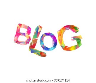 Blog. Vector word of triangular colorful letters