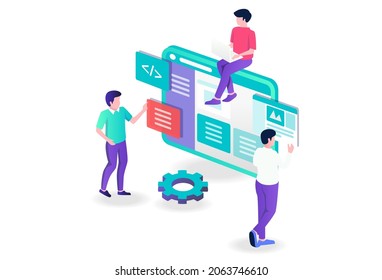 Blog and web designer in isometric illustration