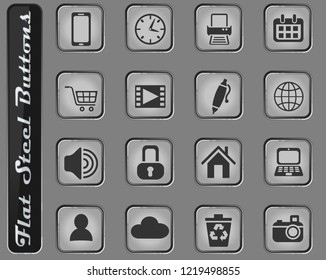 blog web icons on the flat steel buttons
