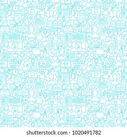 Blog White Line Seamless Pattern. Vector Illustration of Outline Tileable Background.