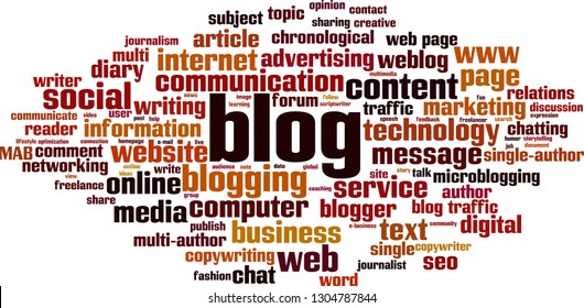 Blog word cloud concept. Vector illustration