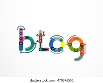 Blog word lettering banner, created with connected colorful lines. Mobile app, web design or business presentation element