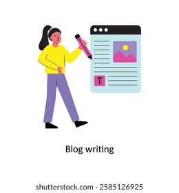 Blog writing Concept vector illustration.  isolated on white Background. 