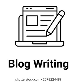 Blog Writing Icon. Content Creation and Storytelling Illustration for Online Publishing.