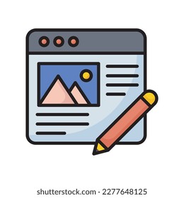 Blog writing  vector filled outline Icon Design illustration. SEO Development And Marketing Symbol on White background EPS 10 File