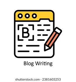 Blog Writing vector Filled outline Design illustration. Symbol on White background EPS 10 File 