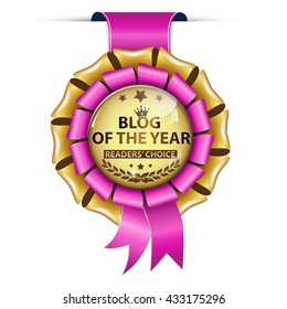 Blog of the Year. Readers' choice - elegant award ribbon