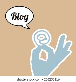  blogg, bubble talk,  hand and at sign 