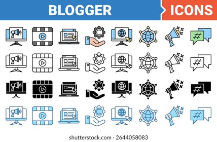 Blogger banner icon set with multiple style collection.
