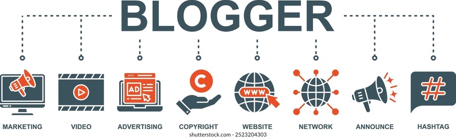 Blogger banner web icon vector illustration concept with icon