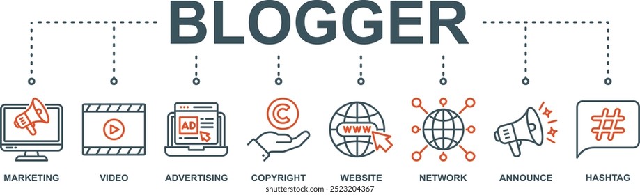 Blogger banner web icon vector illustration concept with icon
