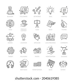 Blogger, blogging, blog - thin line web icon set