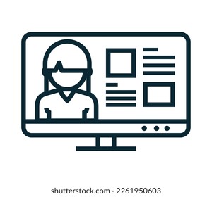 emisión de bloguero al estilo de línea de iconos de la computadora