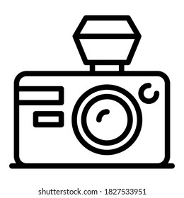 Blogger camera icon. Outline blogger camera vector icon for web design isolated on white background