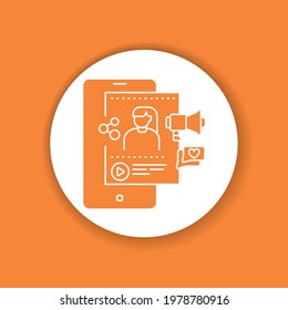 Blogger color glyph icon. Social media information sign. Content promotion in smartphone. Pictogram for web page, mobile app, promo. UI UX GUI design element.
