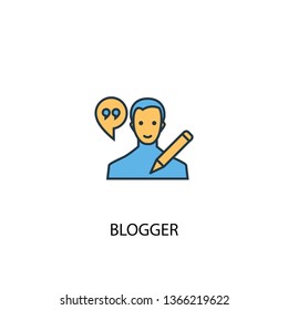 Blogger concept 2 colored icon. Simple blue element illustration. Blogger concept symbol design. Can be used for web and mobile UI/UX