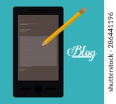 Blogger design over blue background, vector illustration