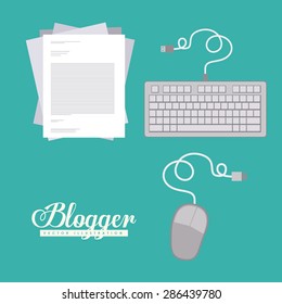 Blogger design over blue background, vector illustration