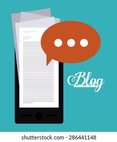 Blogger design over blue background, vector illustration