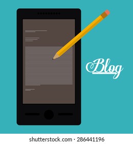 Blogger design over blue background, vector illustration