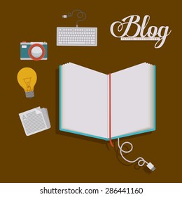Blogger design over brown background, vector illustration