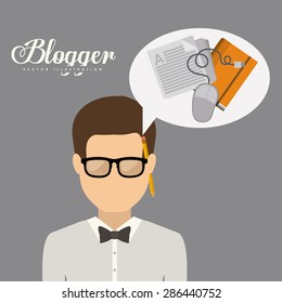 Blogger design over grey background, vector illustration