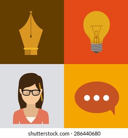 Blogger design over multicolored background, vector illustration
