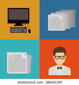 Blogger design over multicolored background, vector illustration