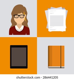 Blogger design over multicolored background, vector illustration