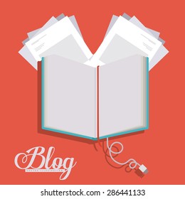 Blogger design over orange background, vector illustration