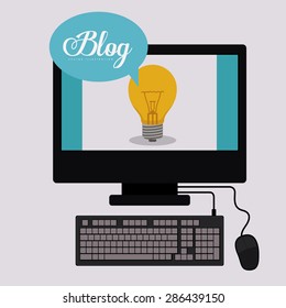 Blogger design over white background, vector illustration