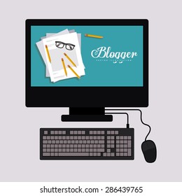 Blogger design over white background, vector illustration